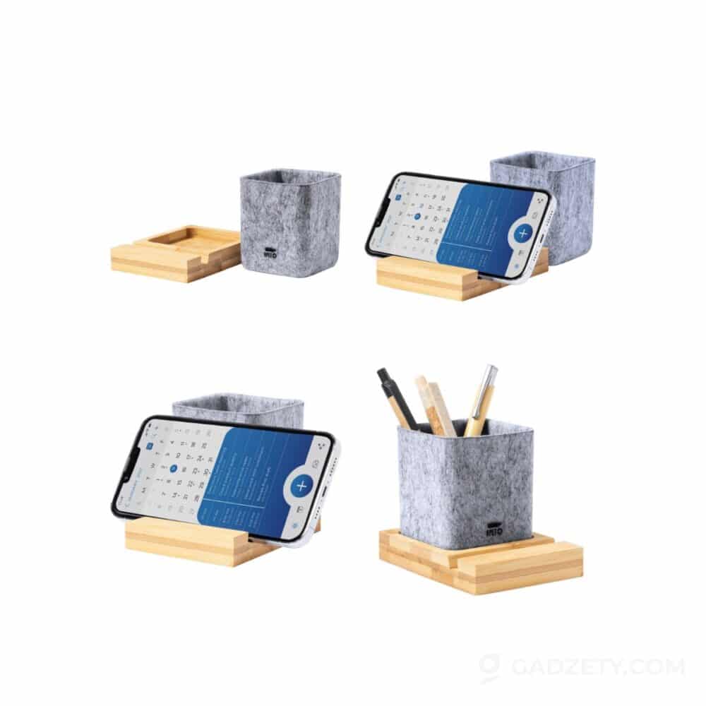 Stojak na telefon Hocora, bambusowy do biurka