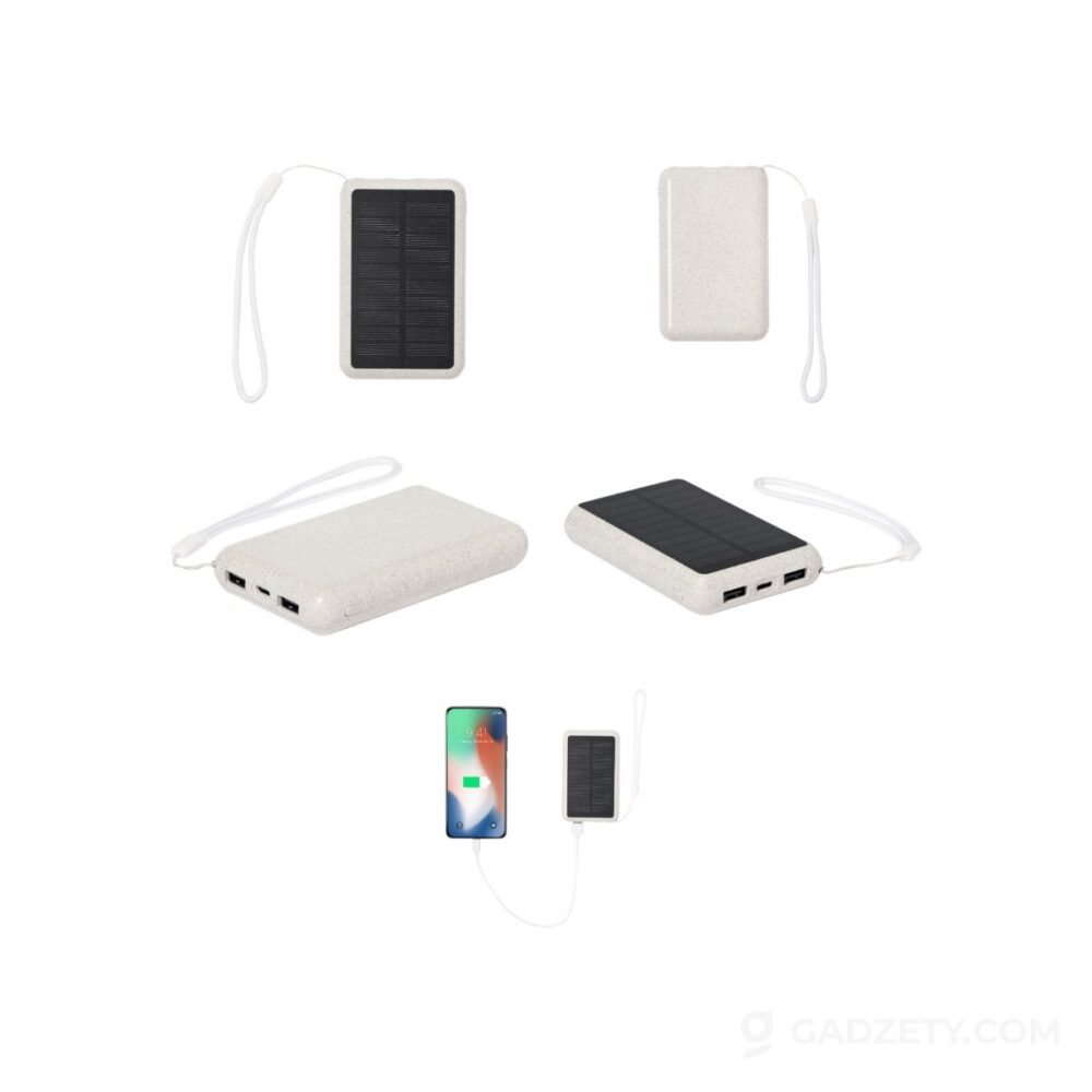 Power bank Surum, z ładowarką solarną USB