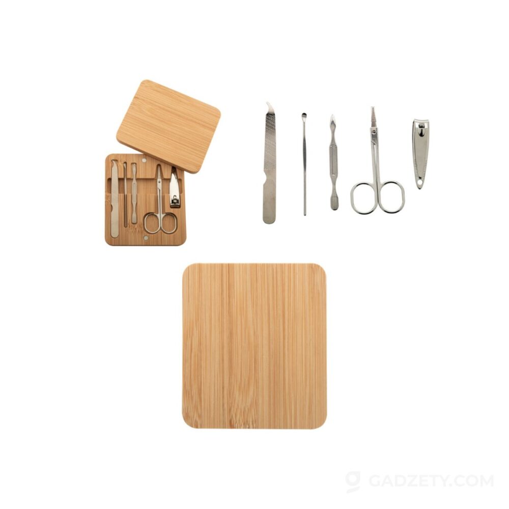 Zestaw do manicure Manoky, bambusowy z etui