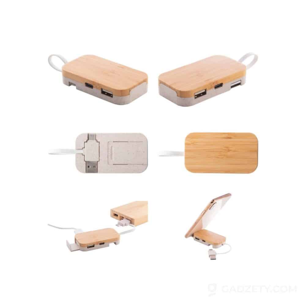 Hub USB Holbaru, z uchwytem na telefon