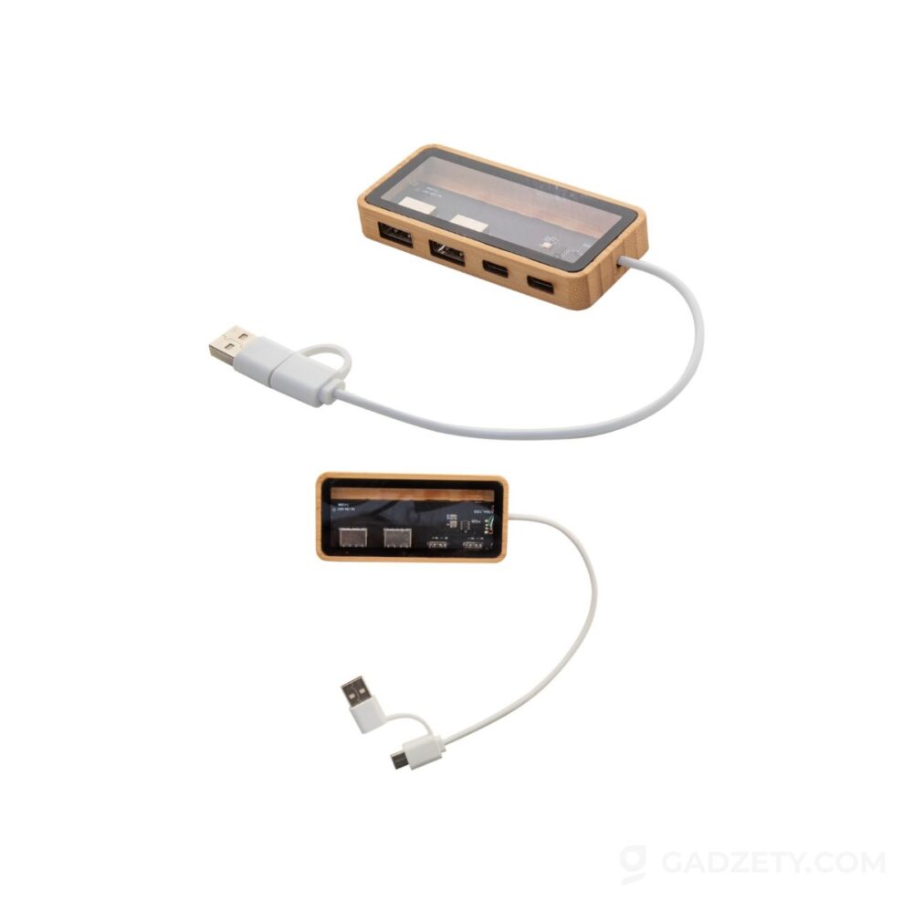 Hub USB SeeHub, bambusowy z USB i 2 portami
