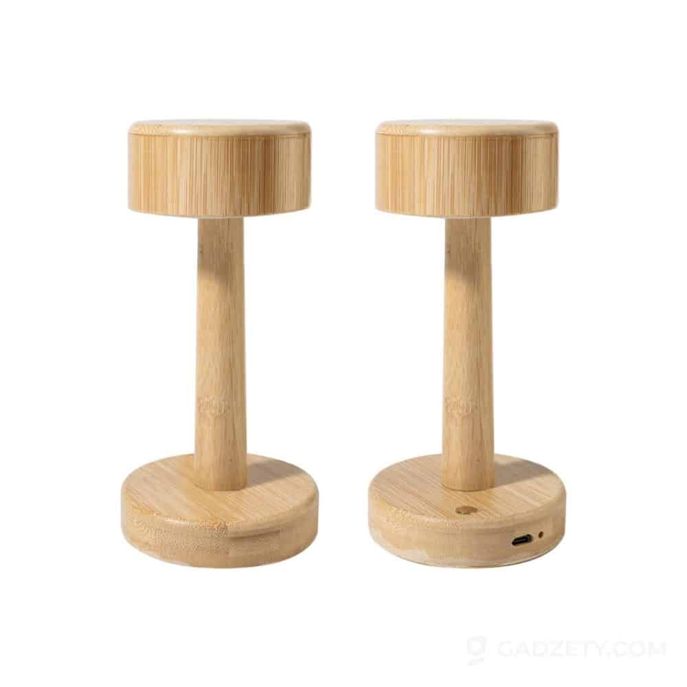 Lampka stołowa Lumboo, bambusowa z LED