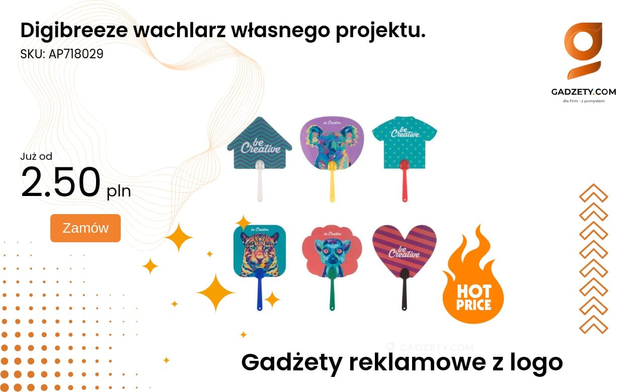 Digibreeze wachlarz własnego projektu. Wachlarz Digibreeze wykonany na zamówienie