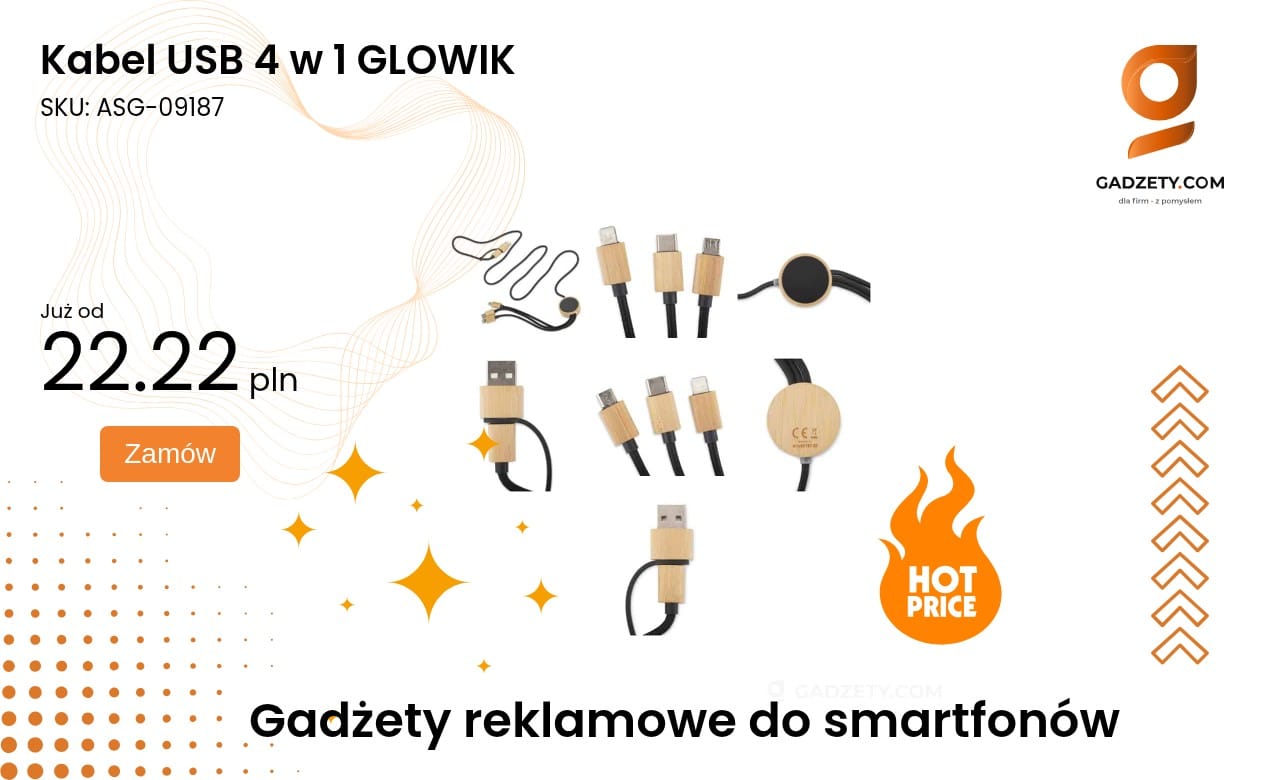 Kabel USB 4 w 1 GLOWIK Kabel USB 4 w 1 GLOWIK do ładowania wielofunkcyjnego