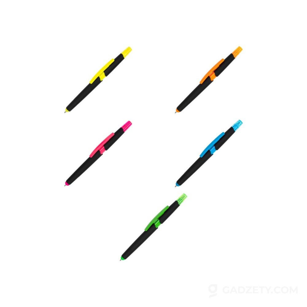 Długopis plastikowy z zakreślaczem touch pen EMMETT
