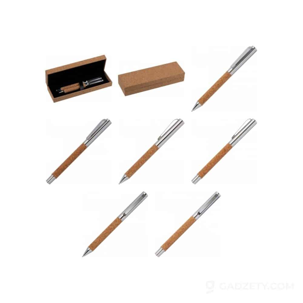 Zestaw piśmienny TEOFIL, metalowo-korkowy