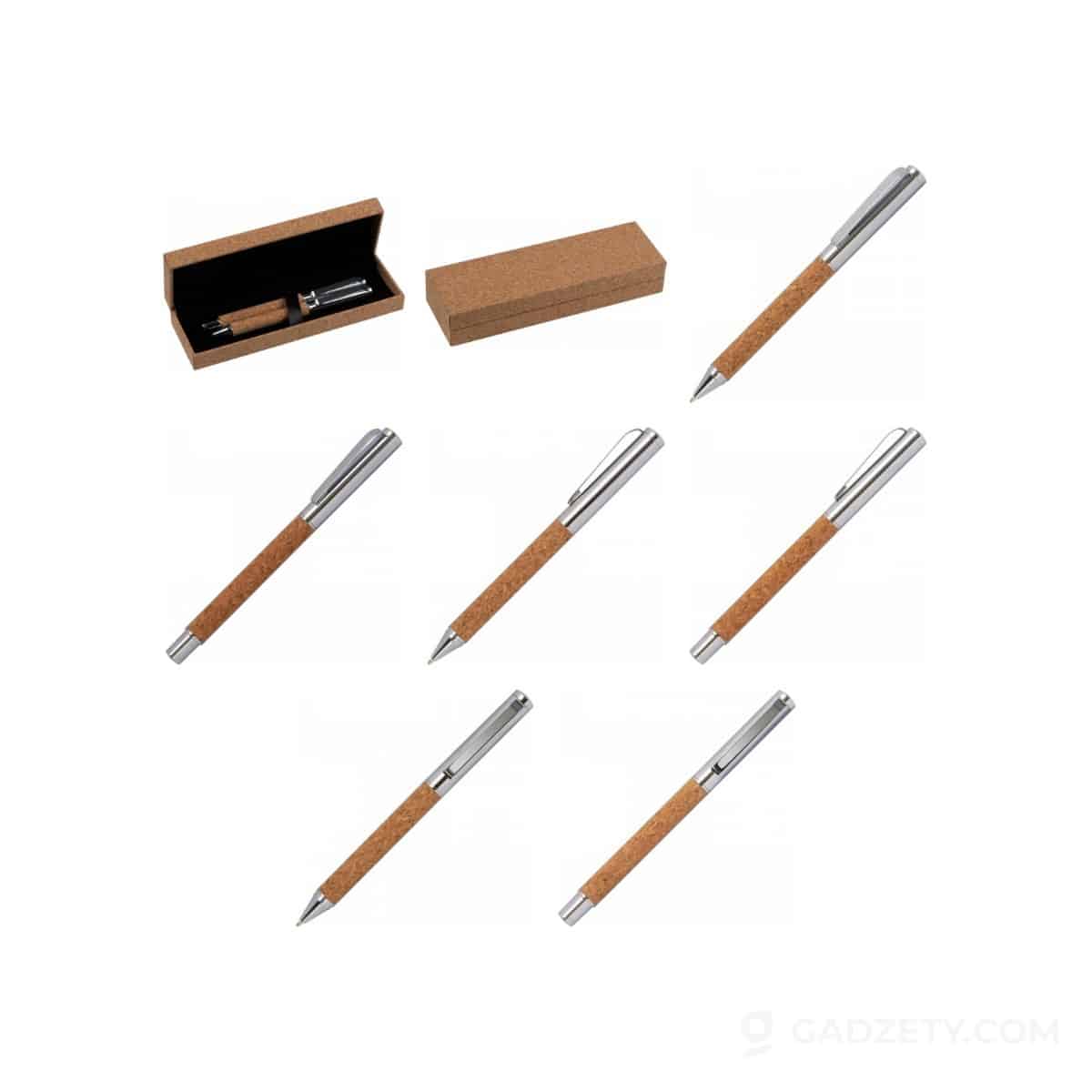 Zestaw piśmienny TEOFIL, metalowo-korkowy