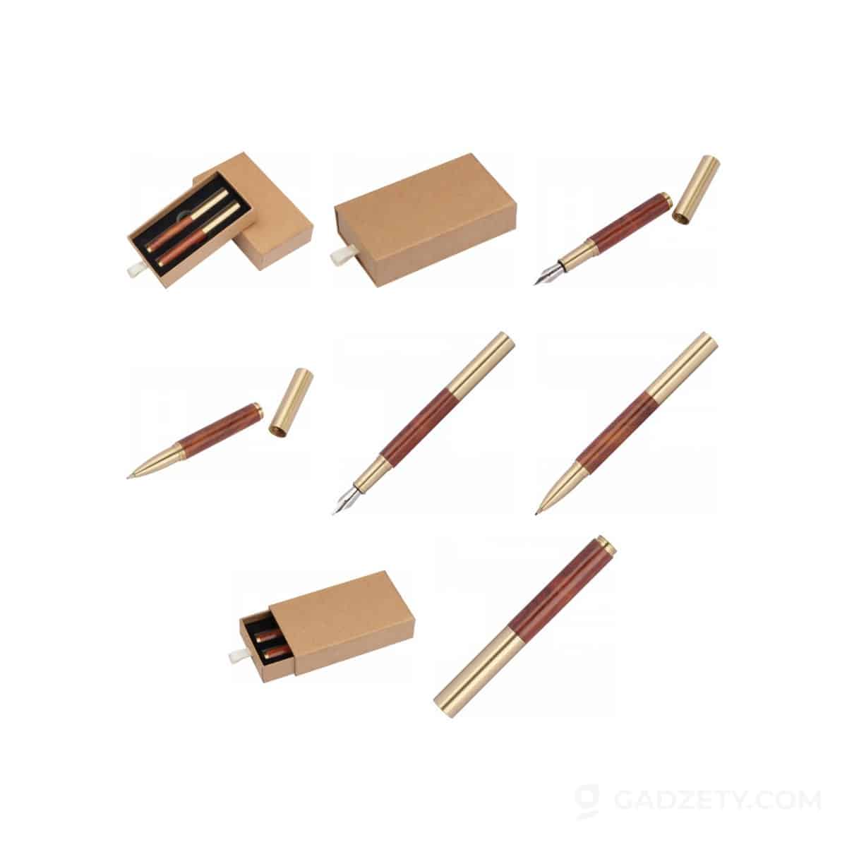 Zestaw piśmienny SANTIAGO, mini drewniany