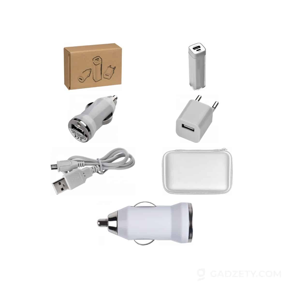 Zestaw podróżny power bank 2200 mAh i wtyczki JUSTIN