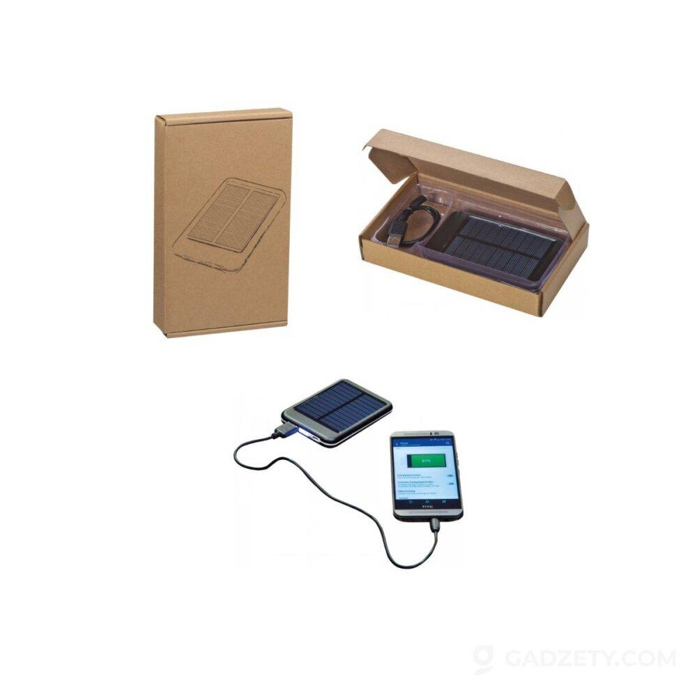 Power bank LEONARD, solarny 4000 mAh metalowy