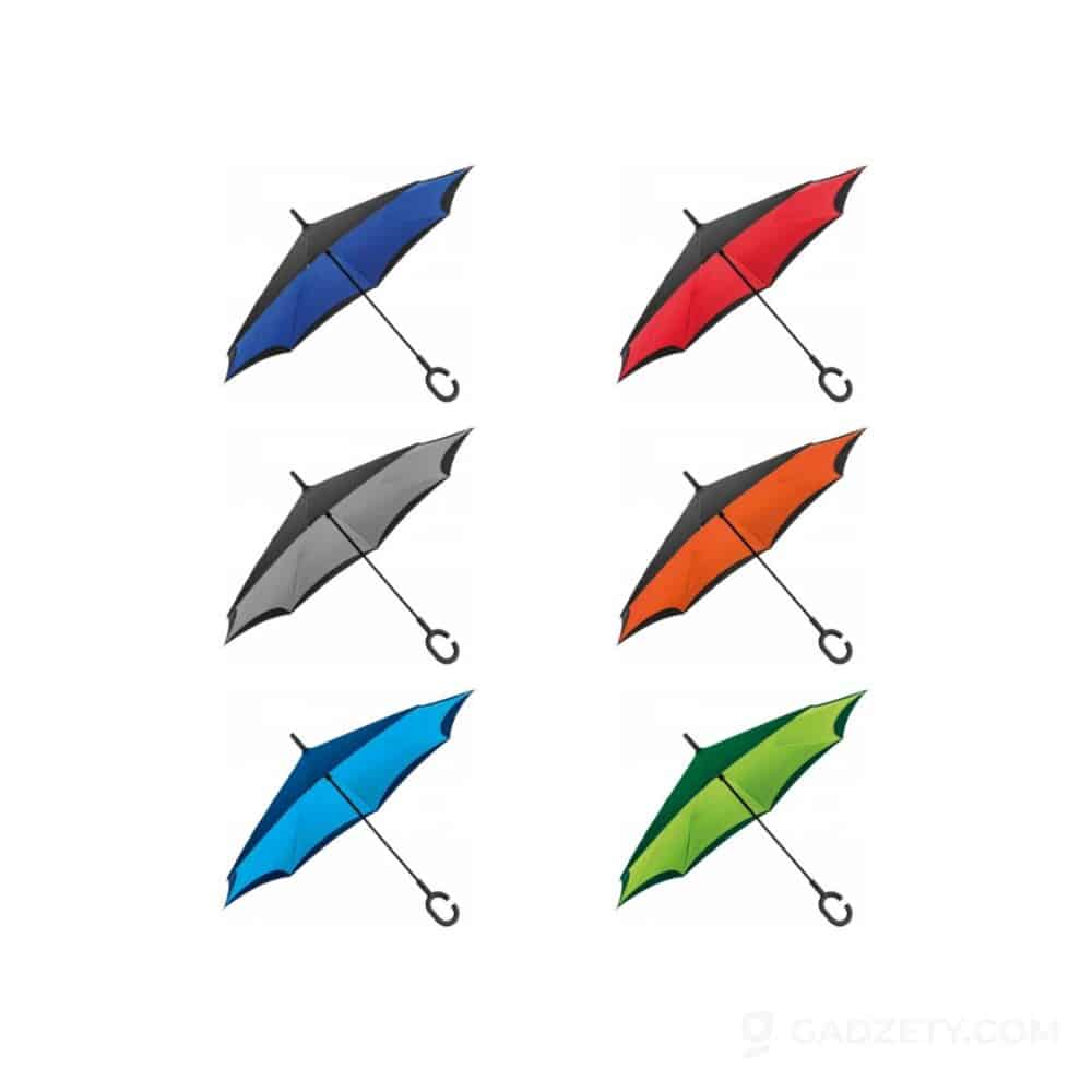 Parasol odwrócony Olivia, z tkaniny pongee