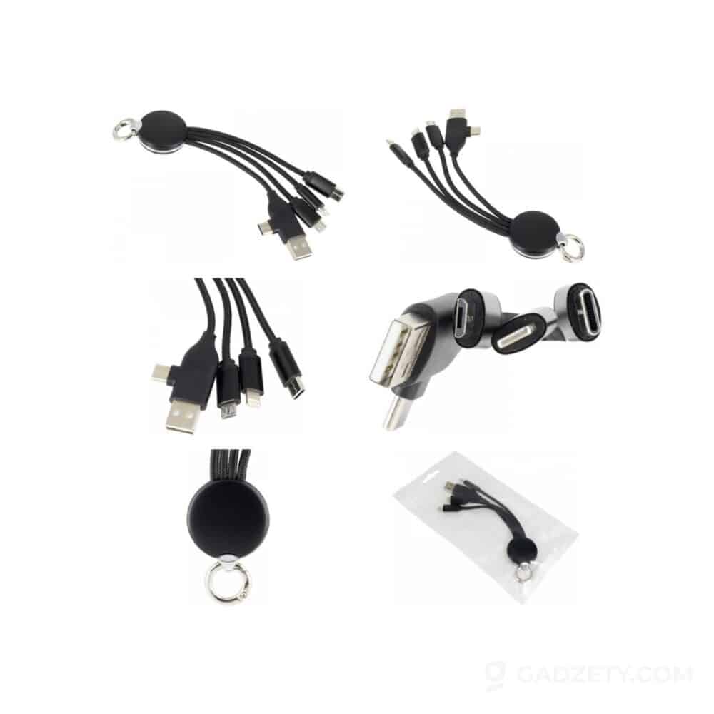 Kabel 4w1 z podświetlanym logo, plastikowy