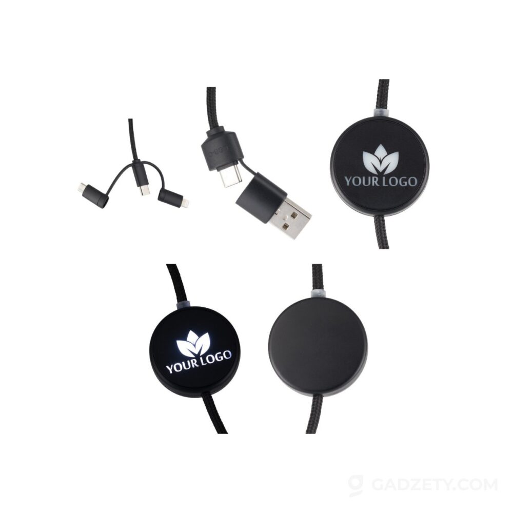 Kabel 4w1 z podświetlanym logo, plastikowy