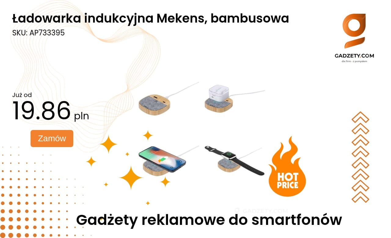 Ładowarka indukcyjna Mekens, bambusowa Ładowarka indukcyjna Mekens wykonana z bambusa