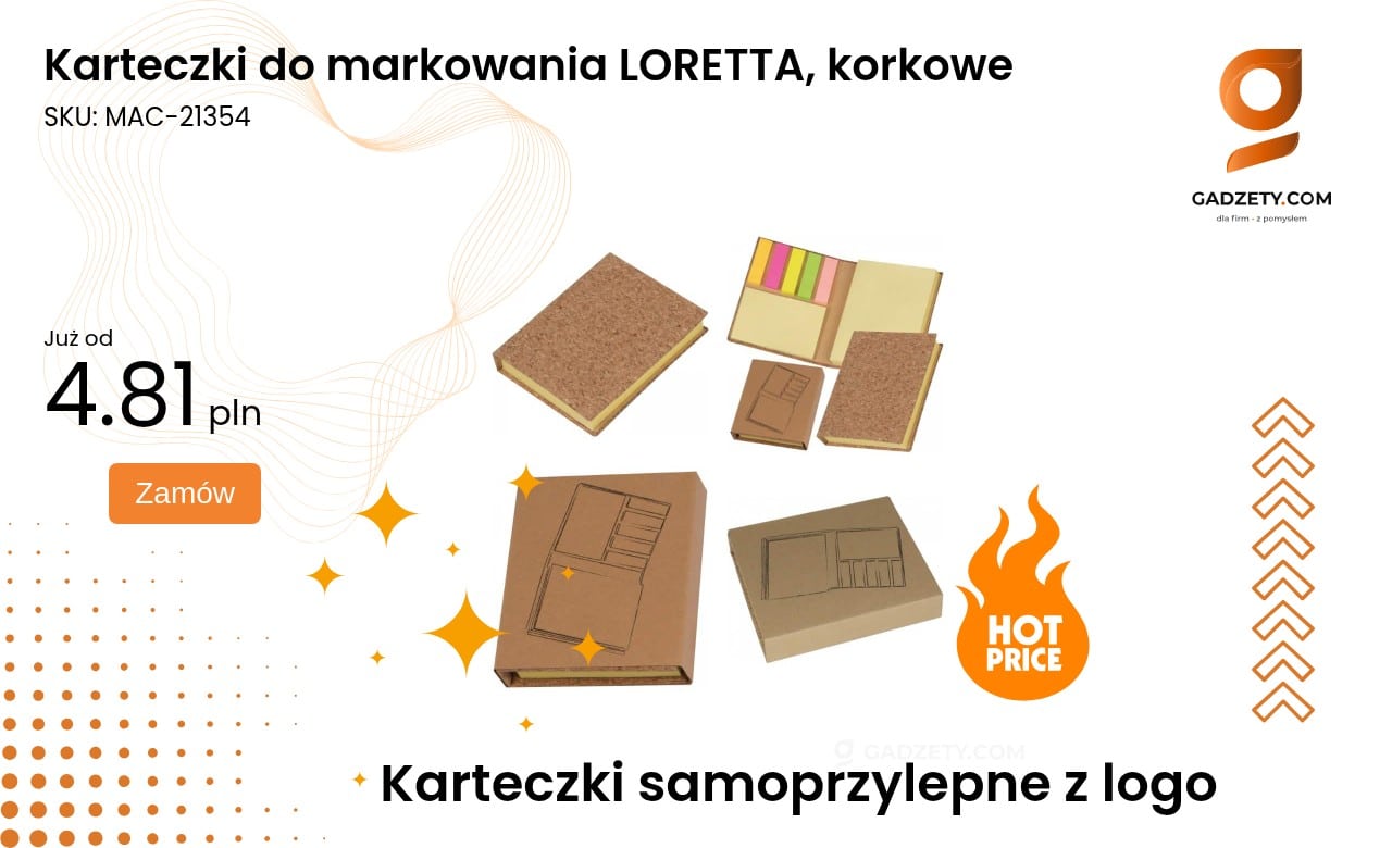 Karteczki do markowania LORETTA, korkowe Karteczki do markowania LORETTA wykonane z korka