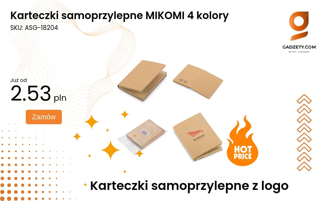 Karteczki samoprzylepne MIKOMI 4 kolory Karteczki samoprzylepne MIKOMI w czterech kolorach