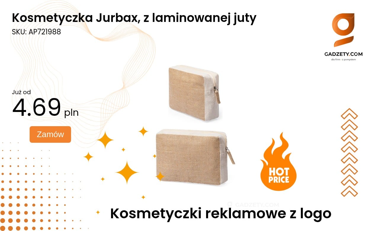 Kosmetyczka Jurbax, z laminowanej juty Kosmetyczka Jurbax z laminowanej juty