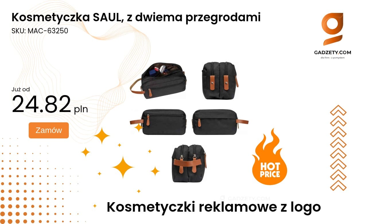 Kosmetyczka SAUL, z dwiema przegrodami Kosmetyczka SAUL z dwiema przegrodami